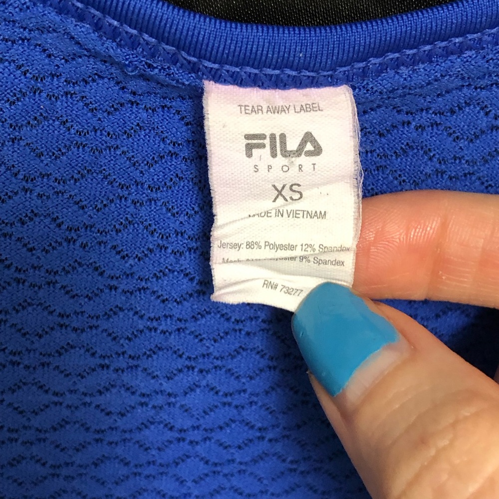 💜FILA womens XS racerback running tank top Dazzling Blue palm trees —#058 - Picture 6 of 9